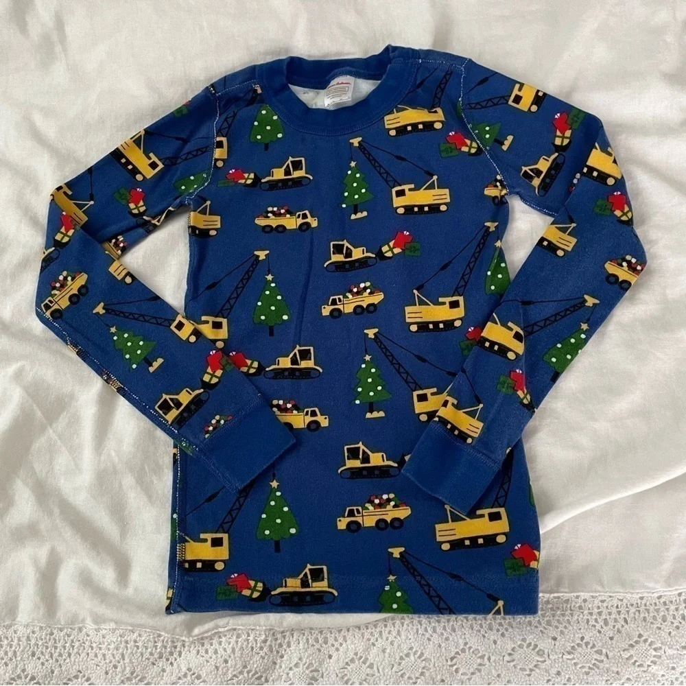 Hanna Andersson Sz 8 (130 cm) Vehicles Christmas Tree pj top Pajama organic